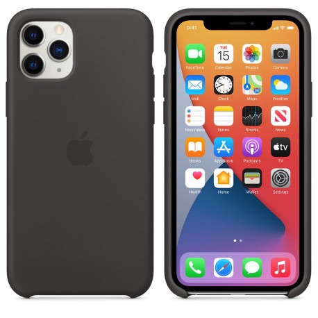 Оригинален силиконов калъф/кейс за Apple iPhone 11 Pro (Черен) - 3
