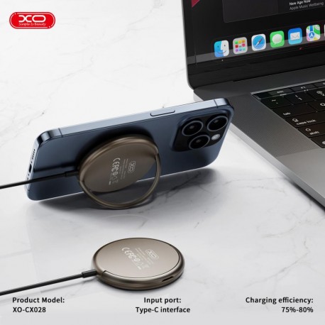 Безжично Magsafe зарядно XO CX028, 15W за iPhone, Златисто - 6